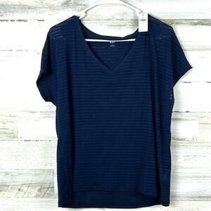 GAP Womens Small Navy Blue Stripe Soft Short Sleeve Lightweight T-Shirt Top NEW
